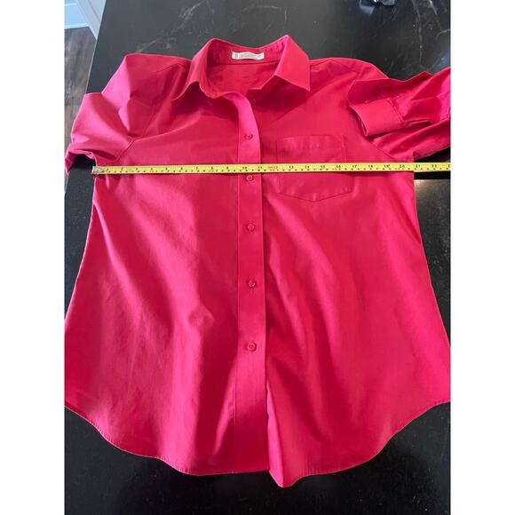 Foxcroft ladies hot pink button up blouse 14P wrinkle free cotton blend - Picture 7 of 8